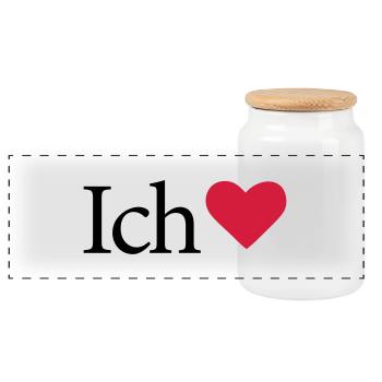 I Love - Panorama Keksdose mit Holzdeckel - Weiß - Vorne