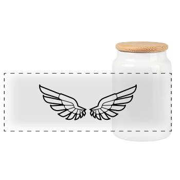 ailes - Boîte à biscuits avec couvercle en bois - blanc - Devant
