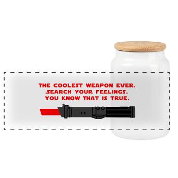Star Wars: Weapon Lightsaber - Panoramic Cookie Jar with Wooden Lid - white - Front