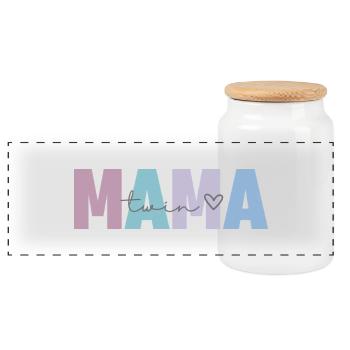 twin mama - Panorama Keksdose mit Holzdeckel - Weiß - Vorne