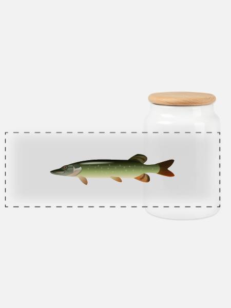 fish15 - Panorama Keksdose mit Holzdeckel - Weiß
