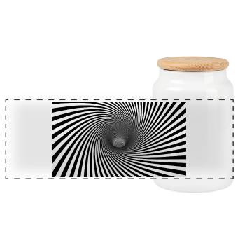 Hypnotic Spiral Monochrome - Panoramic Cookie Jar with Wooden Lid - white - Front