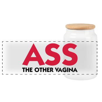 Ass: The other Vagina! - Panoramic Cookie Jar with Wooden Lid - white - Front