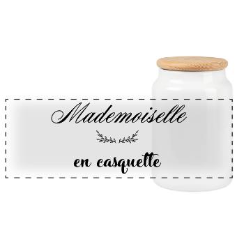 MADEMOISELLE EN CASQUETTE - Boîte à biscuits avec couvercle en bois - blanc - Devant