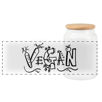 lettrage végétalien - végétalien - végétalisme - Cadeau - Boîte à biscuits avec couvercle en bois - blanc - Devant