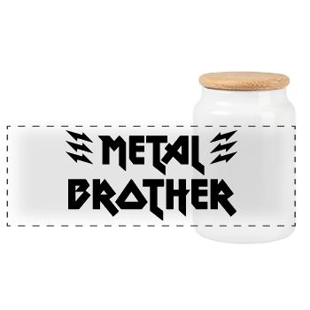 Metal Brother Familien Shirt Tasse Accessoire - Panorama Keksdose mit Holzdeckel - Weiß - Vorne