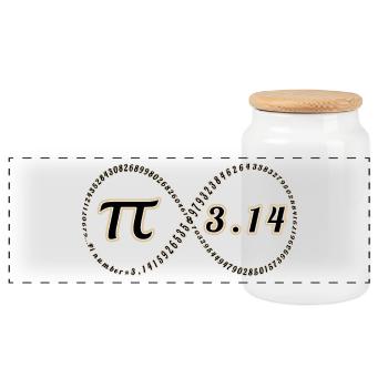 pi - Panoramic Cookie Jar with Wooden Lid - white - Front