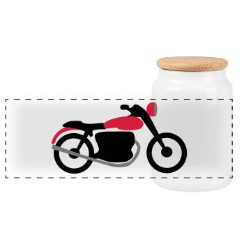 moto - Boîte à biscuits avec couvercle en bois - blanc - Devant