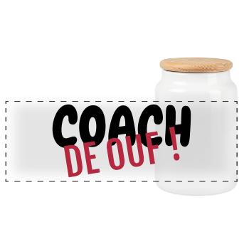 Coach Coaching Trainer Sport Entraineur Team - Panoramic Cookie Jar with Wooden Lid - white - Front