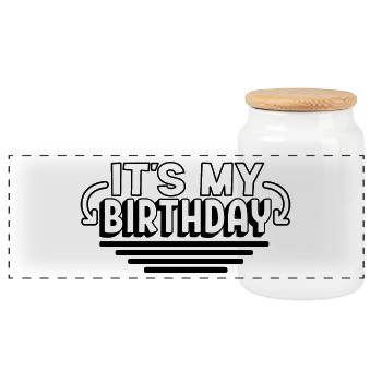It's My Birthday Cool Birthday Party Geschenk & Outfit - Panorama Keksdose mit Holzdeckel - Weiß - Vorne