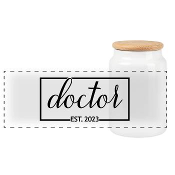 Doctor Est. 2023 Cadeau d’étudiant diplômé en médecine - Boîte à biscuits avec couvercle en bois - blanc - Devant