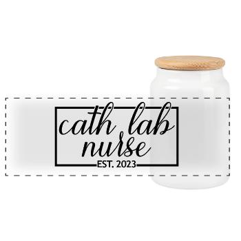 Cath Lab Nurse Est. 2023 Étudiante diplômée en soins infirmiers - Boîte à biscuits avec couvercle en bois - blanc - Devant