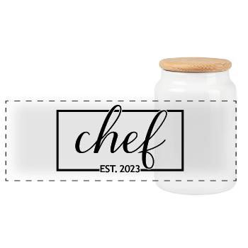 Chef Est. 2023 Absolvent Koch Culinary Art Student - Panorama Keksdose mit Holzdeckel - Weiß - Vorne