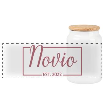 2022 Hochzeit des Verlobungsgeschenks des Bräutigams - Panorama Keksdose mit Holzdeckel - Weiß - Vorne