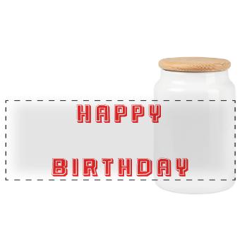 JOYEUX ANNIVERSAIRE. HAPPY BIRTHDAY. ANNIVERSAIRE. - Boîte à biscuits avec couvercle en bois - blanc - Devant