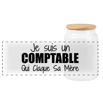 Je suis un comptable qui claque sa mère - Boîte à biscuits avec couvercle en bois - blanc - Devant