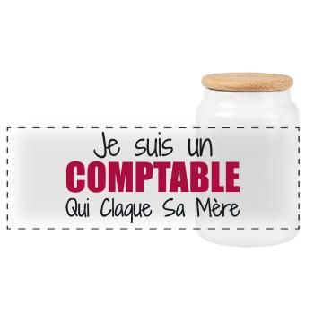 Je suis un comptable qui claque sa mère - Boîte à biscuits avec couvercle en bois - blanc - Devant