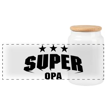 Super Opa - Panorama Keksdose mit Holzdeckel - Weiß - Vorne