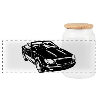 SLK Roadster Cabrio (25) - Panorama Keksdose mit Holzdeckel - Weiß - Vorne