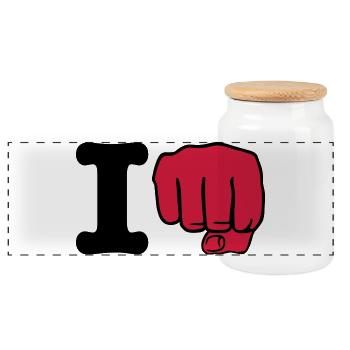 i Punch | ich schlage | ich boxe | Boxing | Karate - Boîte à biscuits avec couvercle en bois - blanc - Devant