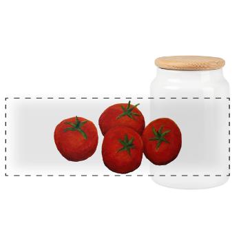 Tomaten - Panorama Keksdose mit Holzdeckel - Weiß - Vorne