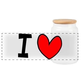 I love - Panorama Keksdose mit Holzdeckel - Weiß - Vorne