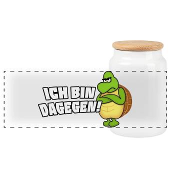 ich bin dagegen - Panorama Keksdose mit Holzdeckel - Weiß - Vorne