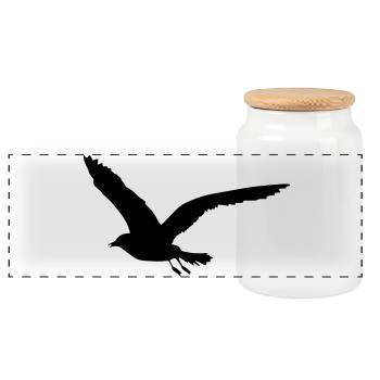 seagull - Panoramic Cookie Jar with Wooden Lid - white - Front