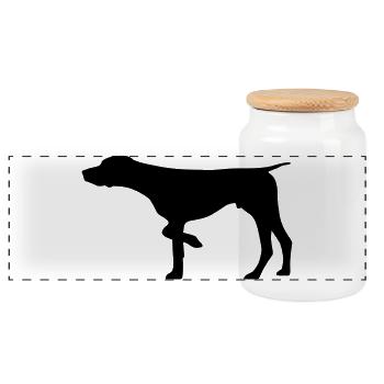 German Shorthaired Pointer - Panoramic Cookie Jar with Wooden Lid - white - Front