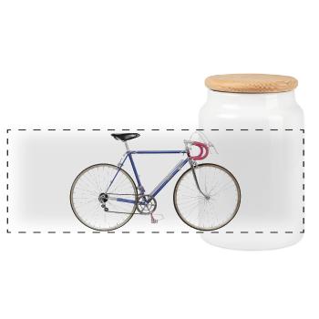 Vélo de route des années 50 - Boîte à biscuits avec couvercle en bois - blanc - Devant
