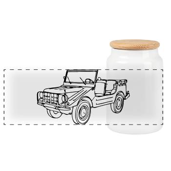 Offroad ,Geländewagen , 4x4 Fun , Munga ...(25) - Panorama Keksdose mit Holzdeckel - Weiß - Vorne