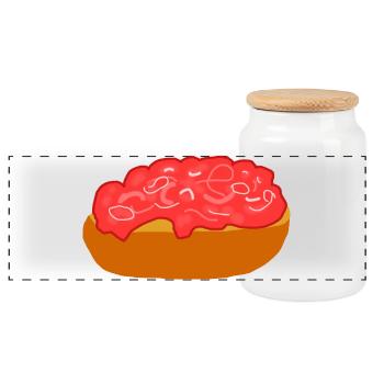 Mettbrötchen with onions - Panoramic Cookie Jar with Wooden Lid - white - Front