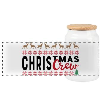 Christmas - Panoramic Cookie Jar with Wooden Lid - white - Front