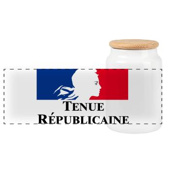 Tenue Républicaine - Boîte à biscuits avec couvercle en bois - blanc - Devant