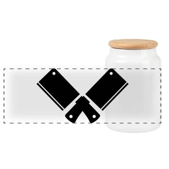 Kitchen knife - Panoramic Cookie Jar with Wooden Lid - white - Front
