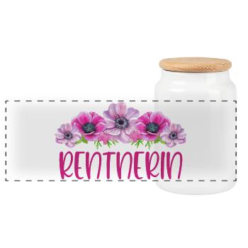 Rentnerin Blumen - Panorama Keksdose mit Holzdeckel - Weiß - Vorne
