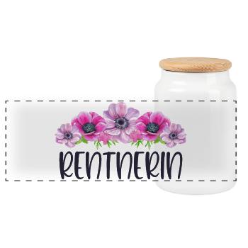 Rentnerin Rente Ruhestand Rentner Blumen - Panorama Keksdose mit Holzdeckel - Weiß - Vorne