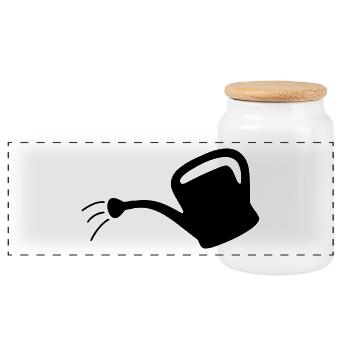 Watering can - Panoramic Cookie Jar with Wooden Lid - white - Front