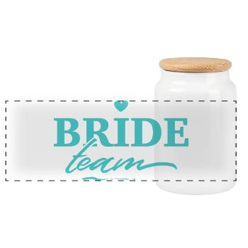 Team Bride Bachelorette Party - Panoramic Cookie Jar with Wooden Lid - white - Front