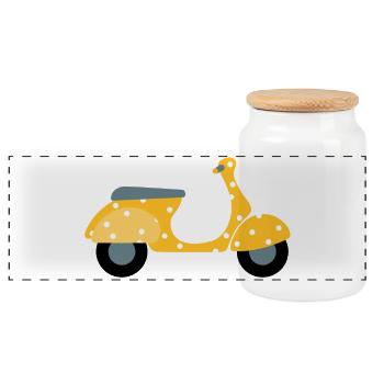 Scooter Dots Yellow Pattern Points Vacances Été Fun - Boîte à biscuits avec couvercle en bois - blanc - Devant