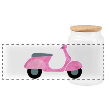 Scooter Fluffy Plush Vintage Girl Girl Fun - Panoramic Cookie Jar with Wooden Lid - white - Front