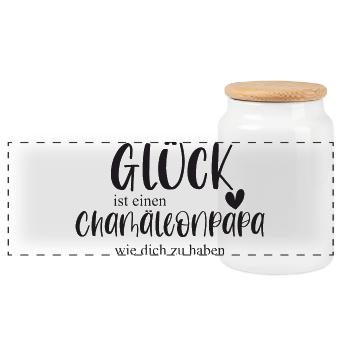 Chamäleon Chamäleonpapa Reptilien Geschenk - Panorama Keksdose mit Holzdeckel - Weiß - Vorne
