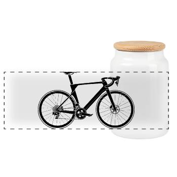 Rennrad Gravel Symbol Fahrrad icon Illustration - Panorama Keksdose mit Holzdeckel - Weiß - Vorne