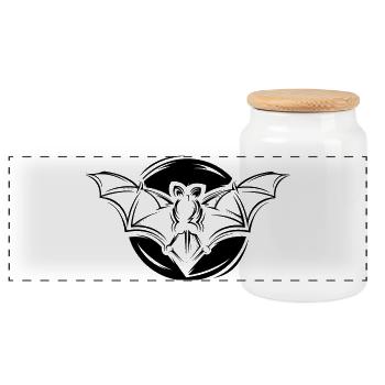 Icône de la Lune de chauve-souris Illustration Graphique de l’icône - Boîte à biscuits avec couvercle en bois - blanc - Devant