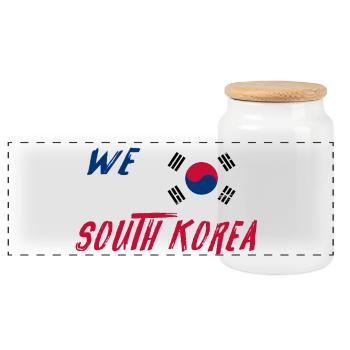 We are South Korea - Panoramic Cookie Jar with Wooden Lid - white - Front