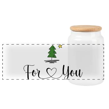 For you - Panorama Keksdose mit Holzdeckel - Weiß - Vorne