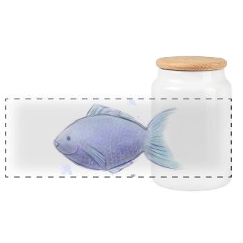 Azure Coralfish in Violet Scales - Panoramic Cookie Jar with Wooden Lid - white - Front