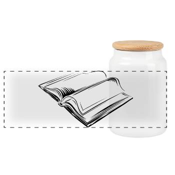 Buch book Illustration sketch icon Symbol Bücher - Panorama Keksdose mit Holzdeckel - Weiß - Vorne