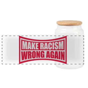 make racism wrong again - Panorama Keksdose mit Holzdeckel - Weiß - Vorne