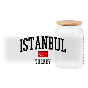 Motif du drapeau d’Istanbul Turquie Graphique - Boîte à biscuits avec couvercle en bois - blanc - Devant